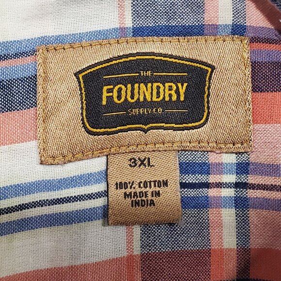 FOUNDRY PLAID SHIRT SHORT SLEEVE COTTON SIZE 3X - Picture 7 of 7
